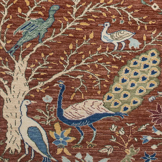 2'6x15 Peacock Birds & Garden Hallways Woolen Runner Rug