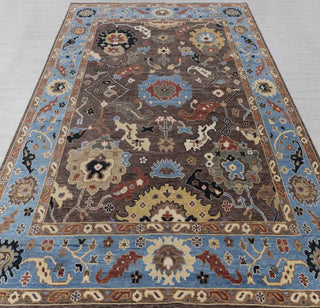 Ashoka 9x12 Brown Blue Modern Turkish Oushak Rug