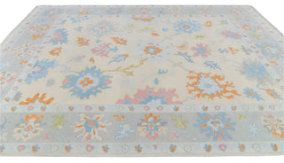 Grey Cream Turkish Inspired Premium Modern Hand Knotted Oushak Rug