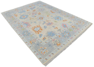 Grey Cream Turkish Inspired Premium Modern Hand Knotted Oushak Rug