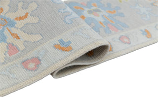Grey Cream Turkish Inspired Premium Modern Hand Knotted Oushak Rug