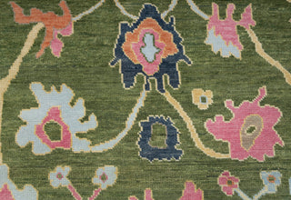 Aurelius- 9x12 Green Floral Oushak Hand Knotted Wool Rug