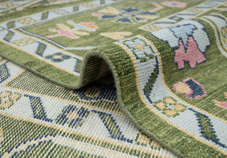 Aurelius- 9x12 Green Floral Oushak Hand Knotted Wool Rug