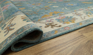 Adam 9x12 Teal Oushak Floral Hand-Knotted Wool Rug