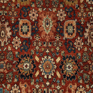 Crimson Rust & Midnight Navy Persian Floral Kashan Hand-Knotted Wool Area Rug