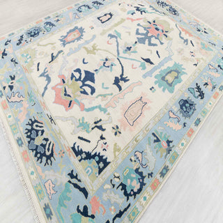 Melrose Ivory Turkish Oushak Hand-Knotted Wool Rug