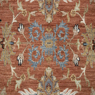 Terracotta Rust & Ivory Persian Floral Palmette Hand-Knotted Wool Area Rug