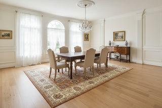 Terracotta Rust & Ivory Persian Floral Palmette Hand-Knotted Wool Area Rug