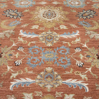 Terracotta Rust & Ivory Persian Floral Palmette Hand-Knotted Wool Area Rug