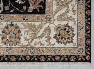 Black & Ivory Floral All Over Persian Floral Palmette Inspired Rug