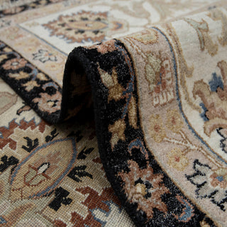 Black & Ivory Floral All Over Persian Floral Palmette Inspired Rug