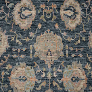 Midnight Navy & Ivory Persian Floral Palmette Hand-Knotted Wool Area Rug