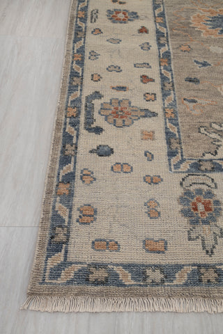 9x12 Gray Sand Muted Oushak Style Soft Wool Handmade Rug
