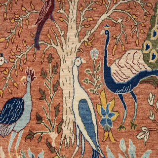 5x7 Persian Peacock Garden Inspired Wool Rug