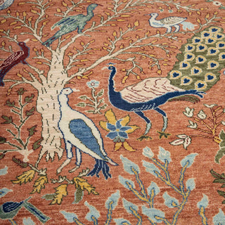 5x7 Persian Peacock Garden Inspired Wool Rug