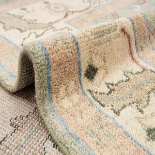 8x10 Green Cream Wool Modern Oushak Handmade Soft Look Rug