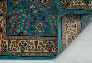 Antique Teal Persian-Style Hand-Knotted Wool Area Rug