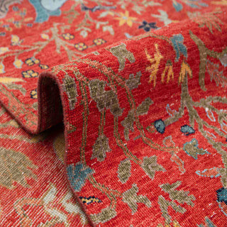 Red Birds & Garden Hand-Knotted Wool Rug