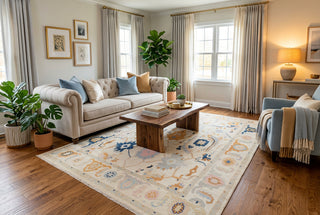Lauren Ivory Cream Turkish Oushak Hand Knotted Wool Rug