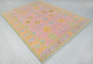 Blush 9x12 Pink Floral Turkish Oushak Hand Knotted Rug