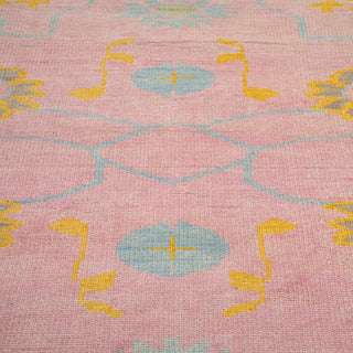 Blush 9x12 Pink Floral Turkish Oushak Hand Knotted Rug