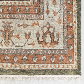 Helen Olive Green 8x10 Hand Knotted Woolen Rug