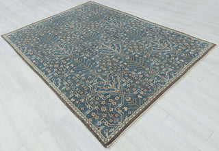 Stark Blue Anatolian Oushak Hand Knotted Wool Rug