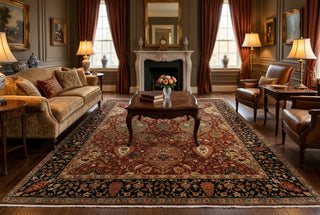 Terracotta  Persian Floral Medallion Hand-Knotted Wool  Rug