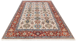 Antique 10x14 Ivory Red Floral Style Classic Serapi Rug