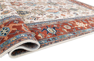 Antique 10x14 Ivory Red Floral Style Classic Serapi Rug