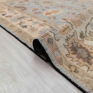 Herbert 8x10 Blue Distressed Vintage Look Oushak Wool Rug
