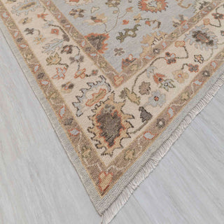 Carolyn Blue Turkish 8x10 Distressed Look Oushak Wool Rug
