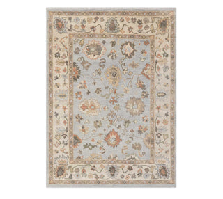 Carolyn Blue Turkish 8x10 Distressed Look Oushak Wool Rug