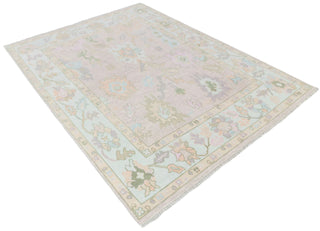 Soft Blue Pink Modern Premium Inspired Wool Hand Knotted Rug