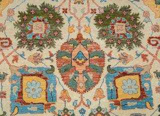 Marigold 8x10 Ivory Turkish Oushak Floral Wool Rug