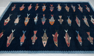 Marina Hand Knotted Fish Pattern Motifs Soft Wool Rug