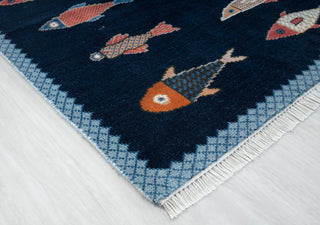 Marina Hand Knotted Fish Pattern Motifs Soft Wool Rug