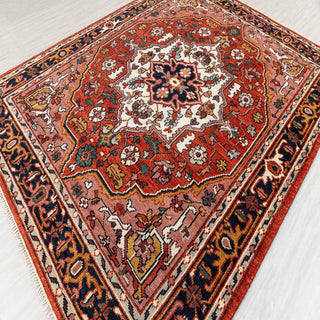 Rust Red Serapi Heriz Hand-Knotted Wool Rug