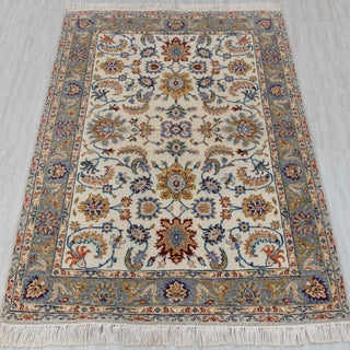 Ivory Heriz-Style Floral Hand-Knotted Wool Rug