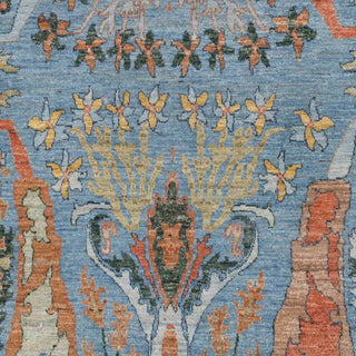 Caucasian Tribal Flame High KPSI Blue Persian Bidraj Wool Rug