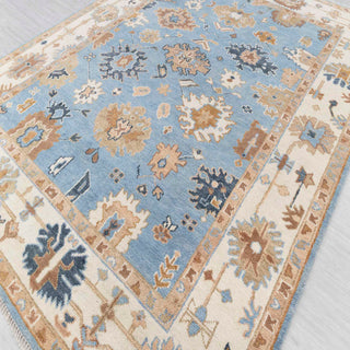 Manik 9x12 Blue Turkish Oushak Handmade Woolen Carpet Rug