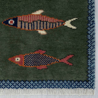 Whimsical - Fish Motifs Soft Wool Area Rug