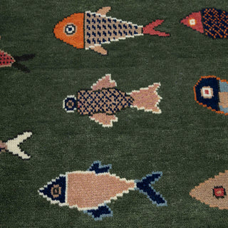 Whimsical - Fish Motifs Soft Wool Area Rug