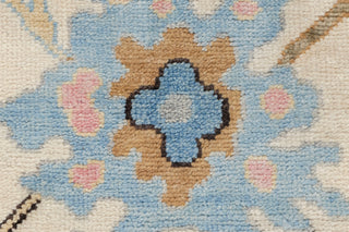 Periwinkle 8x10 Ivory Turkish Oushak Hand Knotted Wool Rug