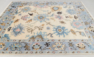 Periwinkle 8x10 Ivory Turkish Oushak Hand Knotted Wool Rug