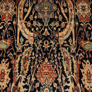 Midnight Navy & Terracotta Persian Pictorial Hand-Knotted Wool Area Rug