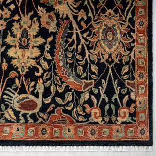 Midnight Navy & Terracotta Persian Pictorial Hand-Knotted Wool Area Rug