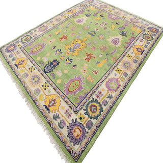 Friday 8x10 Green Turkish Oushak Hand Knotted Wool Rug