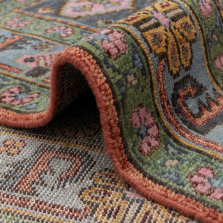 Vibrant Rust & Sky Blue Tribal Medallion Hand-Knotted Wool Area Rug