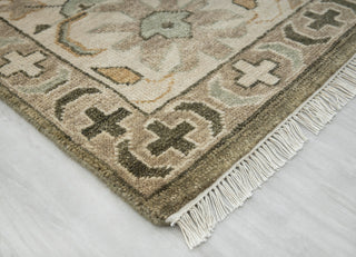 Olive Sage & Ivory Oushak Hand-Knotted Wool Area Rug